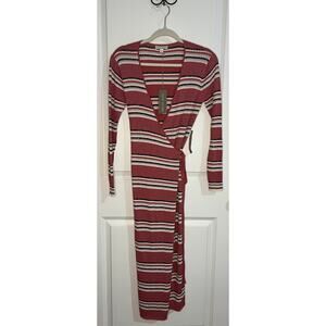Eva Mendes New York & Company Stripe Sweater Wrap Dress sz S
